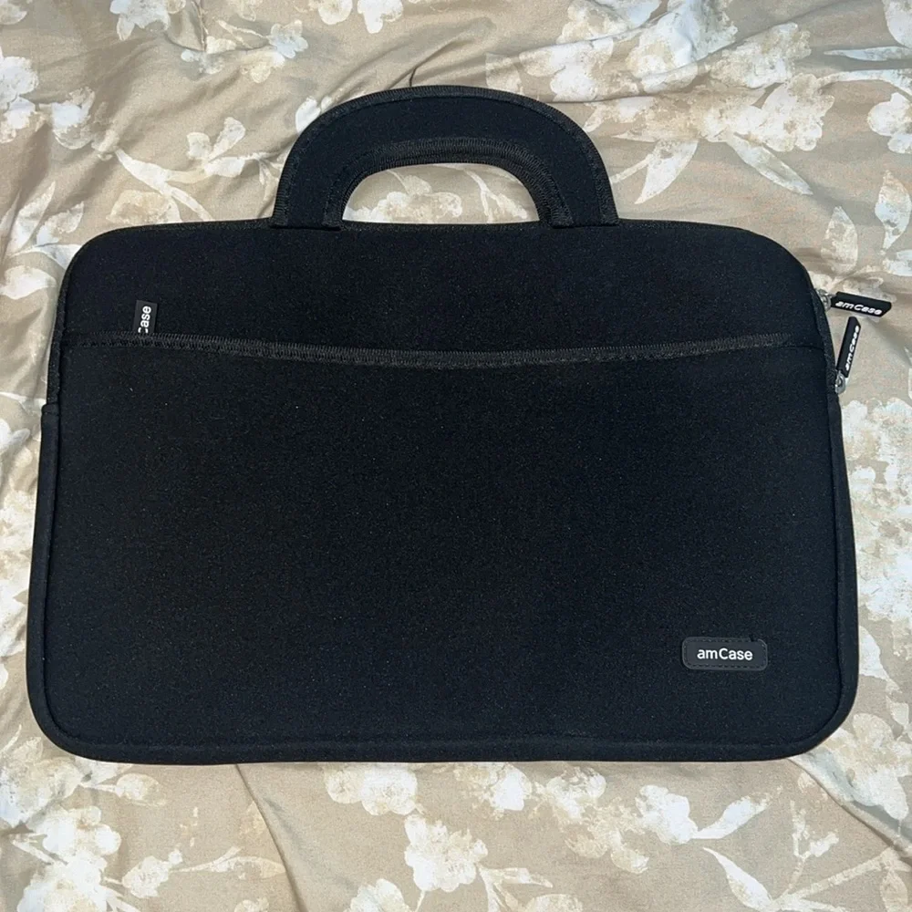 amCase Chromebook Case Neoprene Travel Sleeve with Handle-Black